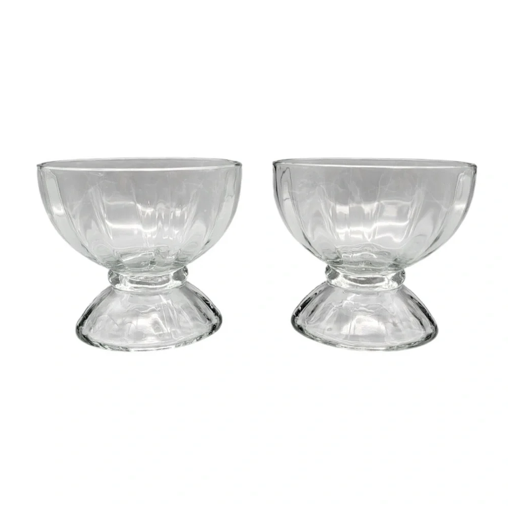 Libbey Set of two Ribbed Oversized Dessert Footed Ice Cream Bowls Serendipity